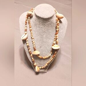 Natural Sea Shell 18" Necklace Beige Tan Conch Shells